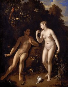 Adam und Eva bei dem Baum der Erkenntnis von Gut und Böse