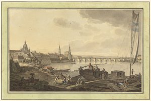 Dresden vom Ufer der Elbe aus gesehen von Adrian Zingg