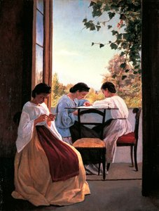 Die Stickerinnen, Detail von Adriano Cecioni