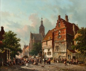 Ein niederländischer Markt im Sommer, 19. Jahrhundert von Adrianus Eversen
