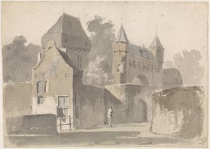 Ansicht eines Stadttors von Adrianus Eversen