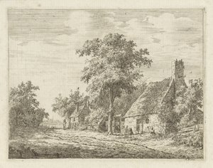 Zwei Häuser entlang einer Straße von Adrianus Serné
