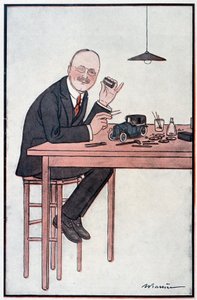 André Citroën, der „Ford“ Frankreichs - Illustration von Adrien Barrere (1877-1931) in „Fantasio“ vom 01.10.1922 von Adrien Barrere