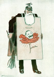 Karikatur von griechischem Premierminister Stephanos Skouloudis (1836-1928) Zeichnung von Adrien Barrere (1874-1931) in Fantasio 01/10/1916 von Adrien Barrere