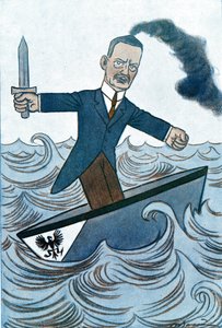 Karikatur von Wilhelm Cuno (1876-1933) deutscher Politiker verantwortlich für maritime Angelegenheiten. Zeichnung von Adrien Barrère (1877-1931) aus Fantasio von Adrien Barrere