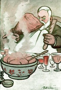 Karikatur von Camille Cerf (1862-1936) belgischer Journalist und Sekretär von Georges Clemenceau - Zeichnung von Adrien Barrere (1877-1931) aus Fantasio von Adrien Barrere