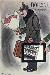 Karikatur des sowjetischen Botschafters in Frankreich, Valerian Devgalevsky, aus der französischen Zeitschrift 