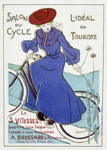 Messe des Zyklus, das Ideal des Tourismus. Werbung für A. Brossards Fahrräder, Goldmedaille in Macon 1903. Illustration von Barrere Anfang des 20. Jahrhunderts. von Adrien Barrere
