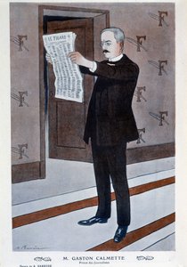 Porträt von Gaston Calmette, Direktor des Figaro, von Barrère, „Fantasio“