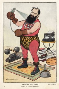 Porträt von Tristan Bernard (1866-1947), französischer Schriftsteller, Karikatur von Barrère in „Fantasio“ im April 1915.