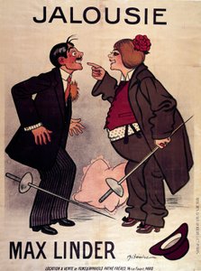 Plakat von „Jalouise“ (oder Max und der eifersüchtige Ehemann) von Max Linder (Gabriel Lieuvielle) von Adrien Barrere