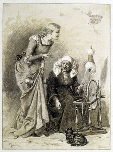 Dornröschen - in „Die Märchen“ von Charles Perrault, Illustrationen von Adrien Marie von Adrien Emmanuel Marie