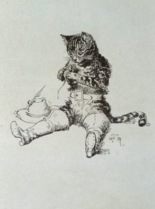 Der gestiefelte Kater - in „Les contes de fées“ von Charles Perrault, Illustrationen von Adrien Marie von Adrien Emmanuel Marie
