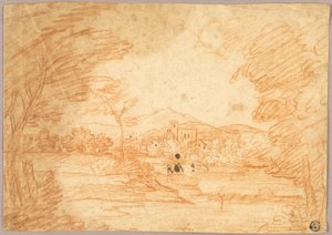 Flusslandschaft mit Gebäuden von Adrien Manglard