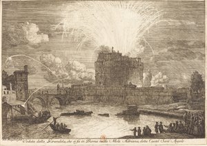 Ansicht des Feuerwerks über dem Castel Sant