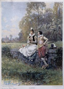Das Geständnis - von A. Moreau, Anfang des 20. Jahrhunderts von Adrien Moreau