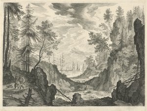 Waldlandschaft mit einem Wasserfall von Egidius  Sadeler (II)