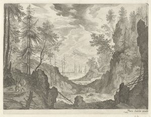 Waldlandschaft mit Wasserfall von Egidius  Sadeler (II)