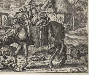 Fabel vom Esel beladen mit Leckereien von Egidius  Sadeler (II)