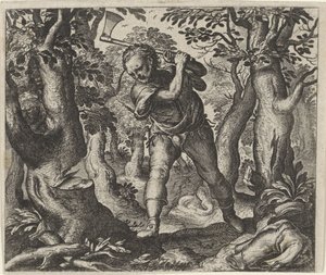 Fabel vom Holzfäller und dem Wald von Egidius  Sadeler (II)
