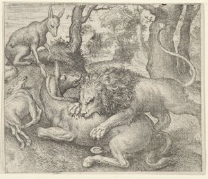 Fabel vom Löwen und Fuchs von Egidius  Sadeler (II)