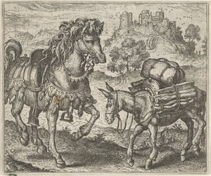Fabel vom unzufriedenen Esel und dem Schlachtross von Egidius  Sadeler (II)