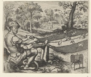 Fabel vom Vogelfänger und der Schlange von Egidius  Sadeler (II)