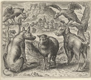 Fabel vom Wolf und seinem Prozess gegen das Schaf von Egidius  Sadeler (II)