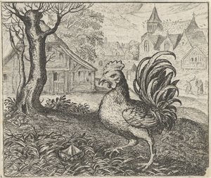 Fabel vom Hahn und dem Diamanten von Egidius  Sadeler (II)