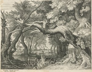 Hirschjagd an einem Waldsee von Egidius  Sadeler (II)