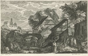 Häuser neben einem Fluss (Acht Landschaften in Böhmen)