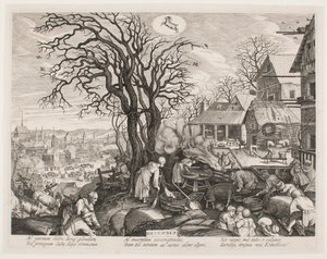 Dezember, aus der Serie „Die zwölf Monate“ von Aegidius Sadeler II