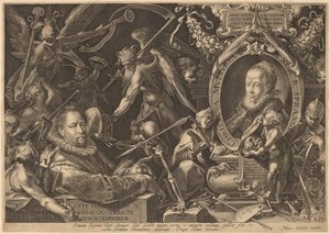 Bartholomäus Spranger und seine verstorbene Frau Christina Müller von Aegidius Sadeler II, after Bartholomaeus Spranger