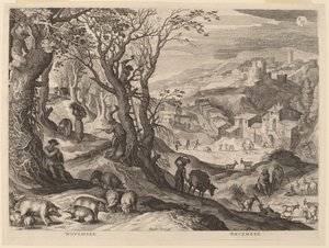 November und Dezember von Aegidius Sadeler II after Paul Bril