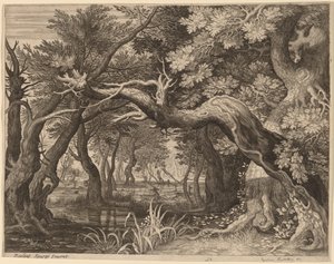 Hirschjagd an einem Teich von Aegidius Sadeler II after Roelandt Savery