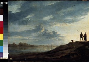 Sonnenuntergang über einem Fluss von Aelbert Cuyp