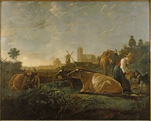 Magd und Vieh in der Nähe von Dordrecht von Aelbert Cuyp