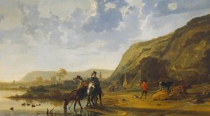 Flusslandschaft mit Reitern, 1655 von Aelbert Cuyp