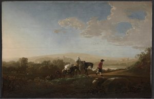 Reisende in hügeliger Landschaft, ca. 1650 von Aelbert Cuyp