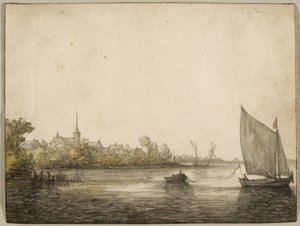Ansicht von IJsselmonde über den Neuen Maas von Aelbert Cuyp