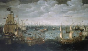 Start der Brandschiffe gegen die spanische Armada, 7. August 1588 von Aert Anthonisz