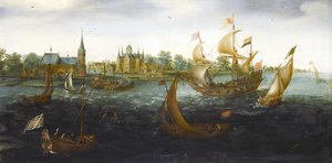 Schiffe vor IJsselmonde von Aert Anthoniszoon
