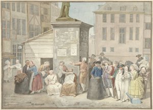 Platz mit Mönchen und Nonnen während der Revolution in Belgien, 20. Oktober 1787 von Aert Schouman (signed by artist)