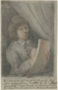 Detail eines Gemäldes mit dem Selbstporträt von Constantijn Daniël à Renesse (Detail) von Aert Schouman