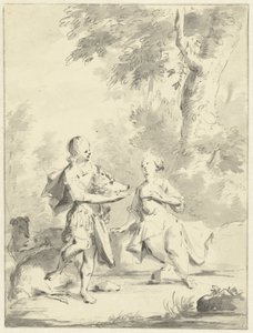 Meleager gibt Atalante den Kopf des kalydonischen Ebers von Aert Schouman
