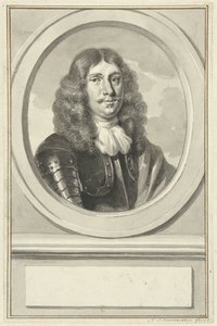 Porträt von Cornelis Evertsen in Rüstung, im Oval, nach rechts von Aert Schouman