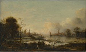Flusslandschaft mit Figuren