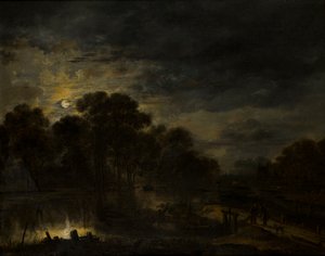 Flusslandschaft bei Mondschein von Aert van der Neer