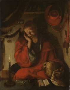 Heiliger Hieronymus in seinem Studierzimmer bei Kerzenlicht