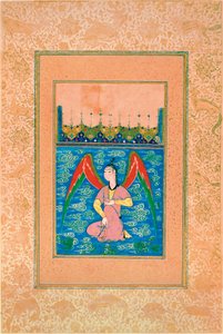 Ein fliegender Peri mit einem Rosenkranz, ca. 1500 von Afghan School